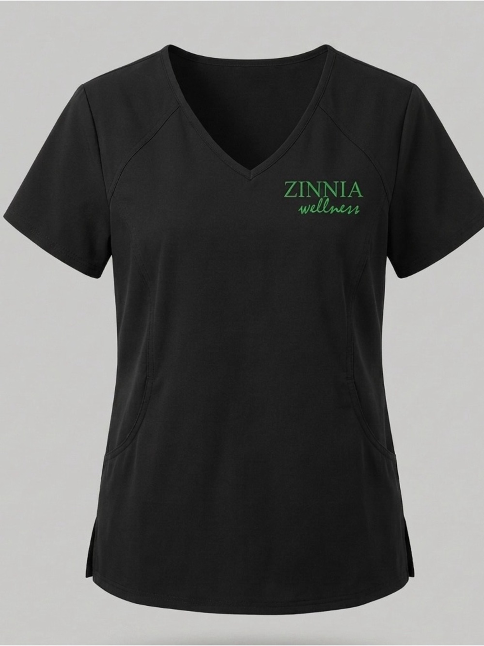 Women's Black V-Neck Short Sleeve Top